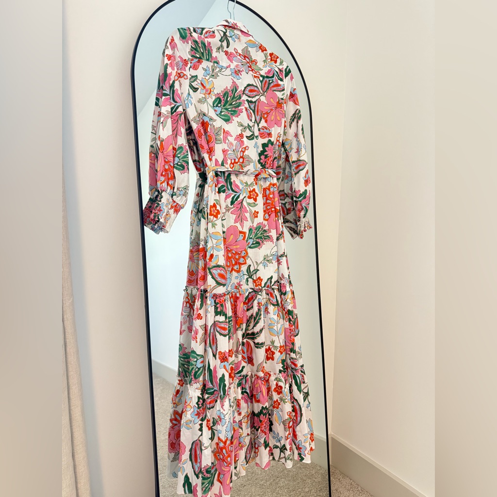 Nwt Misa Esme Casablanca Floral Maxi Midi Shirt Long Sleeve Dress